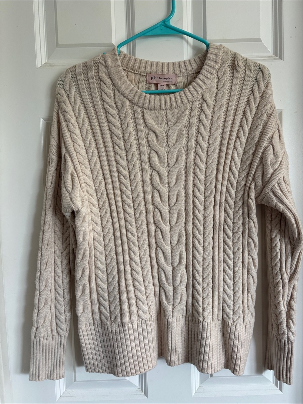 Philosophy Neutral Cable-Knit Crew Sweater